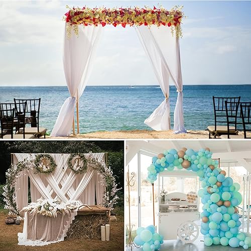 Miniatura 7 de Soporte de telón de fondo de 10 x 10 pies para fiestas, soporte ajustable de tubo y cortina de metal para jardín, arco de boda, marco de fiesta para