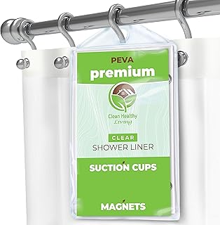 Premium PEVA Clear Shower Curtain Liner with Magnets & Suction Cups - 70...