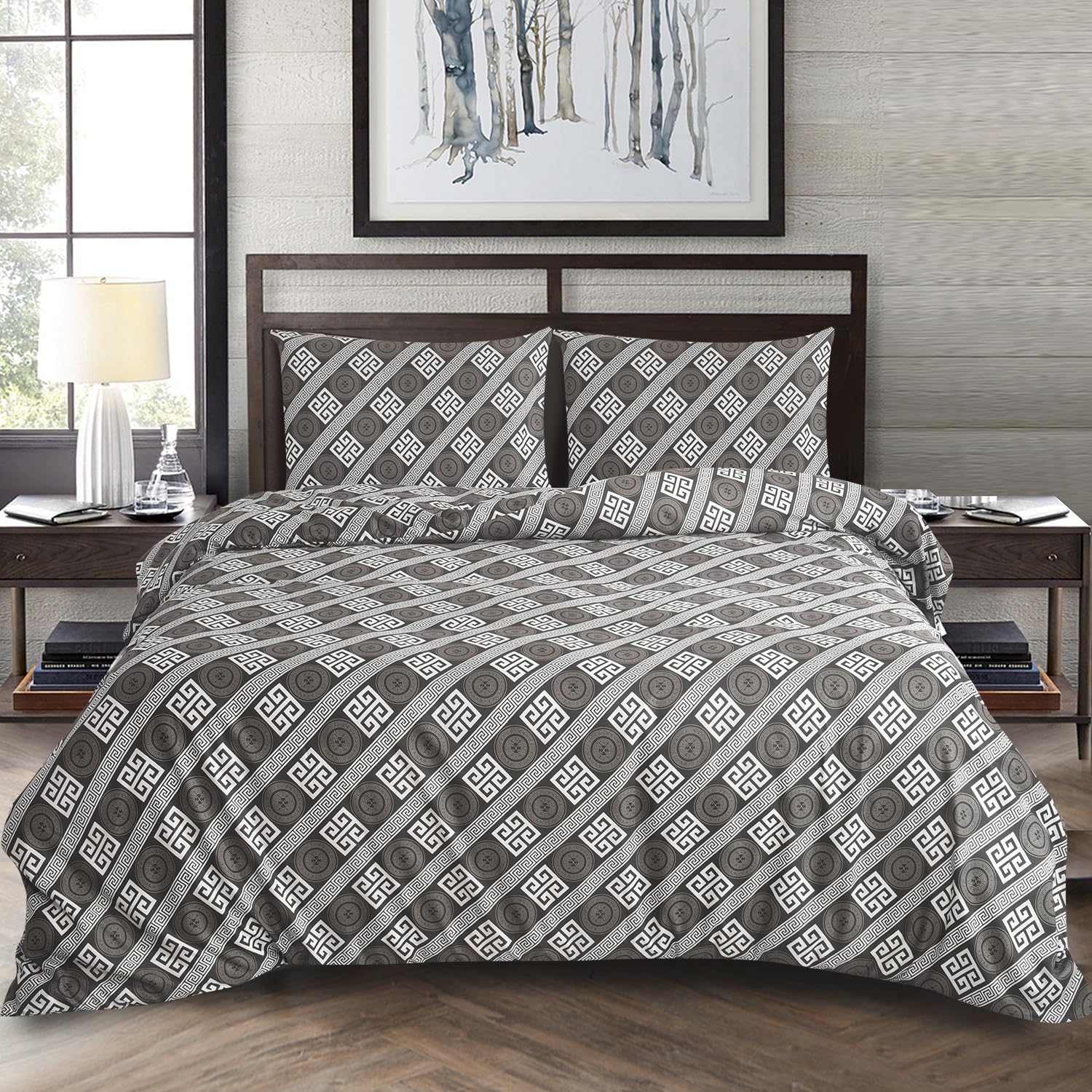 WEAVERS: 4-Piece Super Soft Complete Bedding Set - Luxurious Designs, Cotton-like feel Microfiber Fabric - Hypoallergenic and Breathable, Easy Maintenance. (Size - Single, Design Name - MRD-111S)
