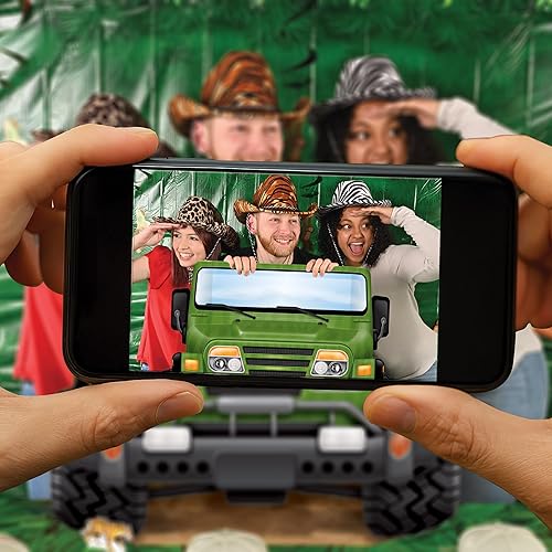 Miniatura 4 de Beistle Jungle Safari Photo Prop - Paquete de 3 recortes de cartulina para vehículos todoterreno para cumpleaños de la selva, aventuras en el