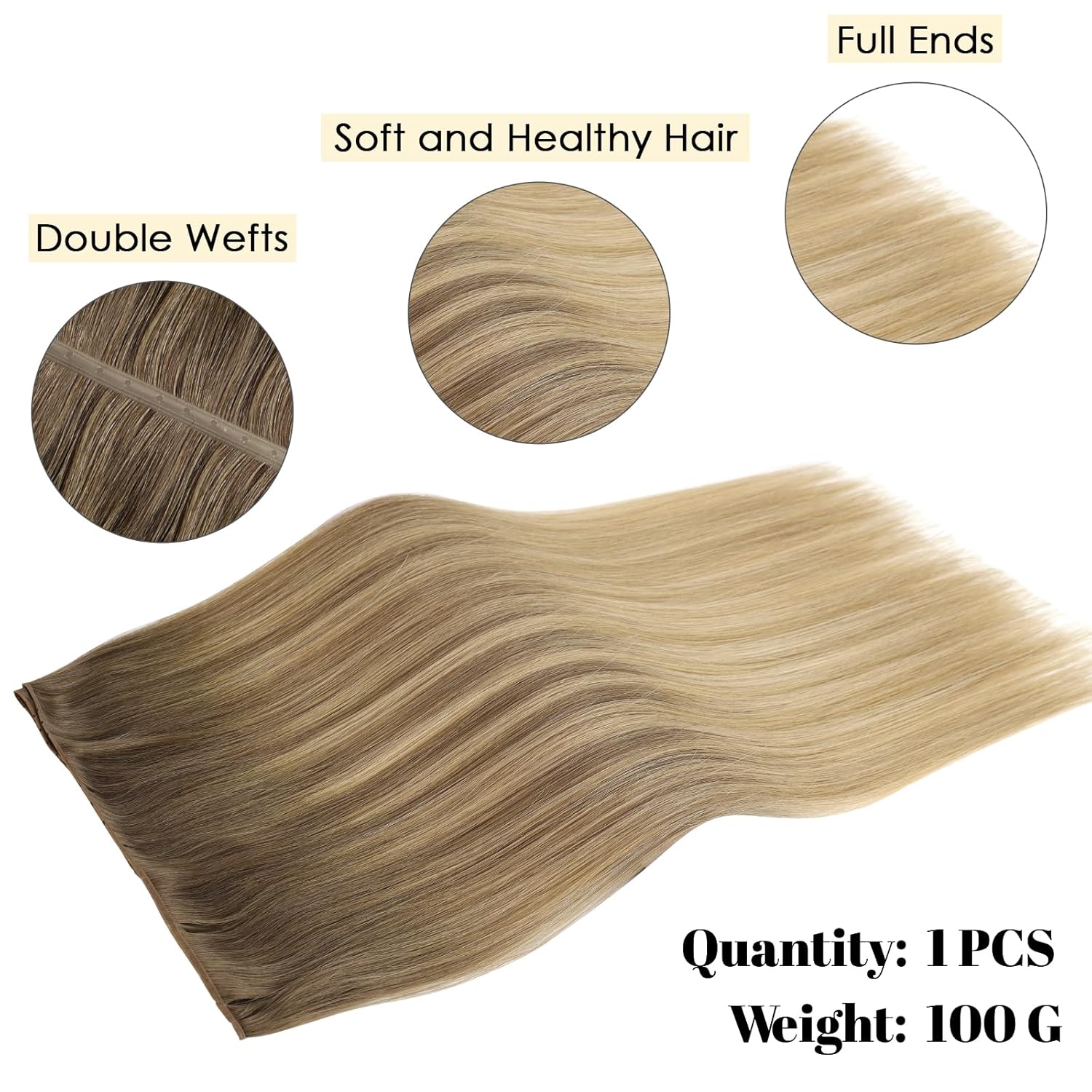 ABH AMAZINGBEAUTY HAIR Gunius Weft with Hole Human Extensions Double Sided Color Double Weft Genius Micro Bead Real Remy Human Extensions 100G #B5A-7-26 Auburn Color 20 Inch
