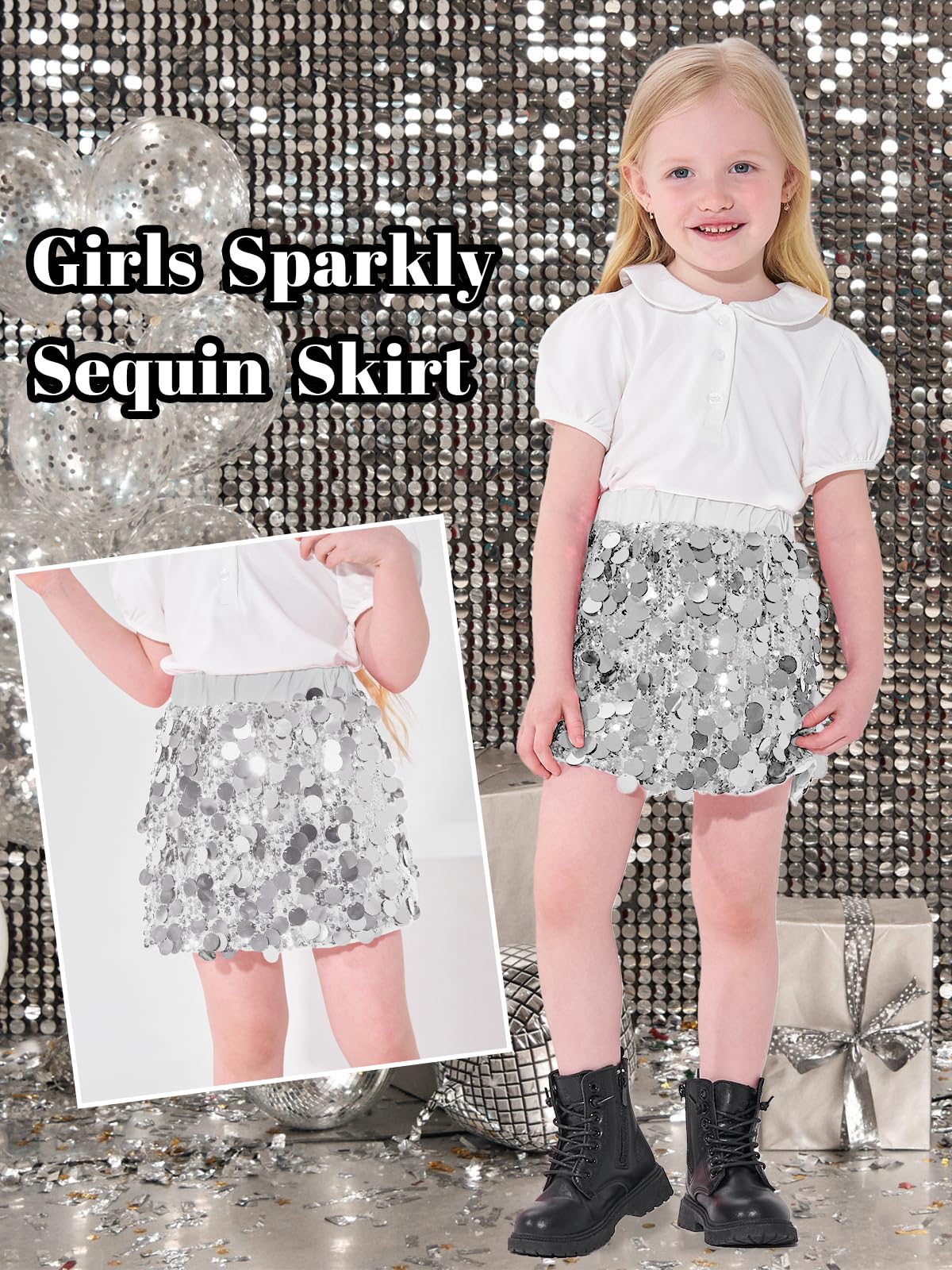 Miipat Gonne di Paillettes Ragazze alla Moda Skorts per Bambine Paillettes Scintillanti MiniGonne Danza Compleanno Principessa Festa Bambini Gonna per Ragazze