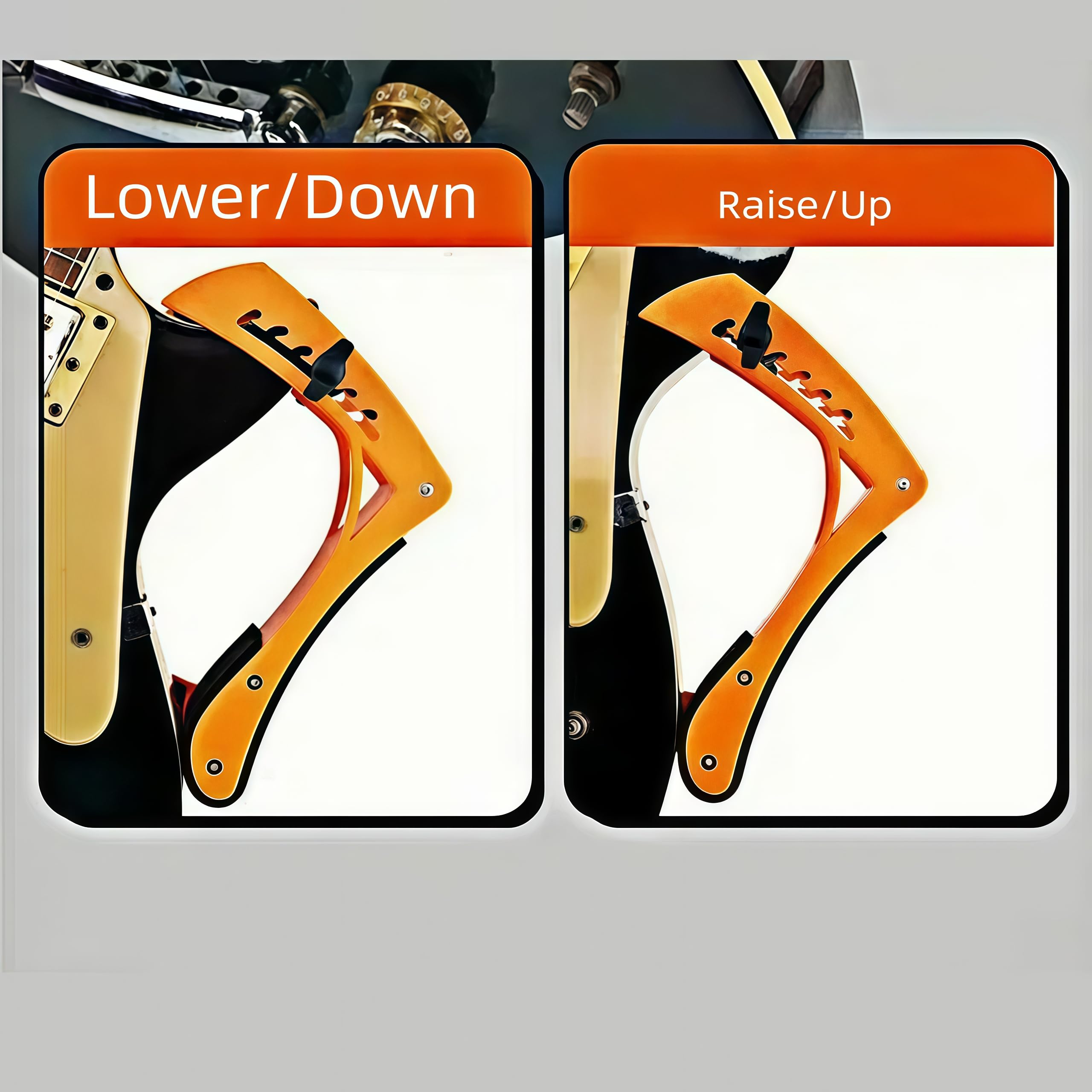 Repose-pieds de guitare - Largeur réglable - Pour guitare électrique, classique et acoustique - Pour homme - Orange