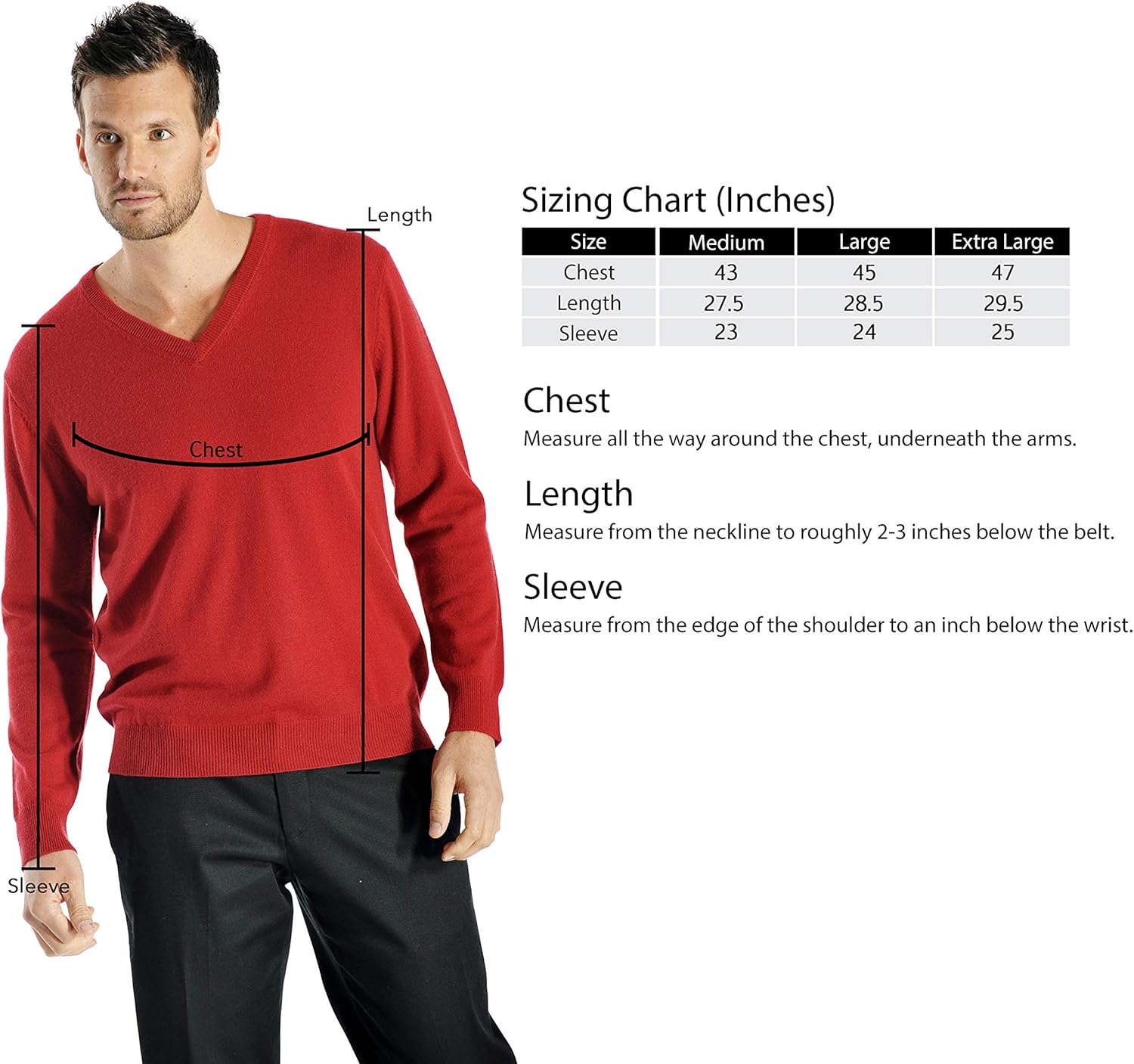 Cashmere Boutique: Men's 100% Pure Cashmere Classic Pullover V-Neck Sweater Long Sleeves (5 Colors, Sizes: S/M/L/XL) - Image 4