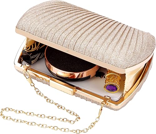 Miniatura 6 de Bolso de mano dorado, bolsos de mano dorados para mujer, para noche, boda, cóctel, fiesta, bolsa de noche, bolso cruzado de hombro..