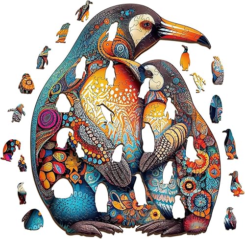 Miniatura 2 de Funnli Rompecabezas de madera para adultos  300 piezas de rompecabezas de madera de pingüino  Rompecabezas de madera de 15.7 x 12.8 pulgadas con