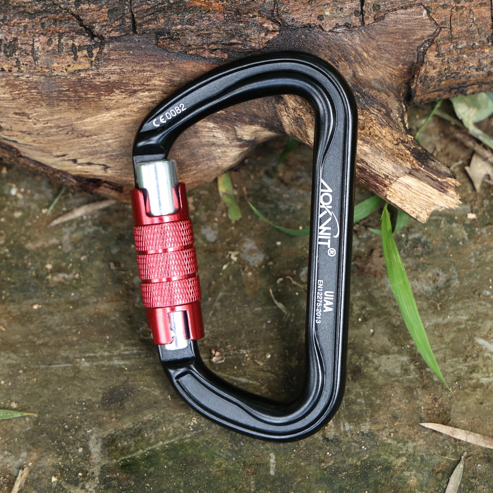 30 kN automatischer Verriegelungs-Karabiner, Drehverschluss, UIAA-zertifiziert, großer Kletterkarabiner, robuster Karabiner für Felsen, Klettern, Abseilen, Bergsteigen, Höhlen, Rettung, Baumpfleger