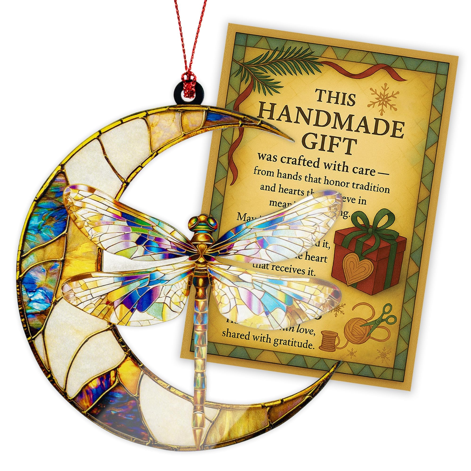 Acchiappasole In Vetro Colorato A Forma Di Libellula – 24 Cm – Dipinto A Mano – Regalo Per La Mamma - 2