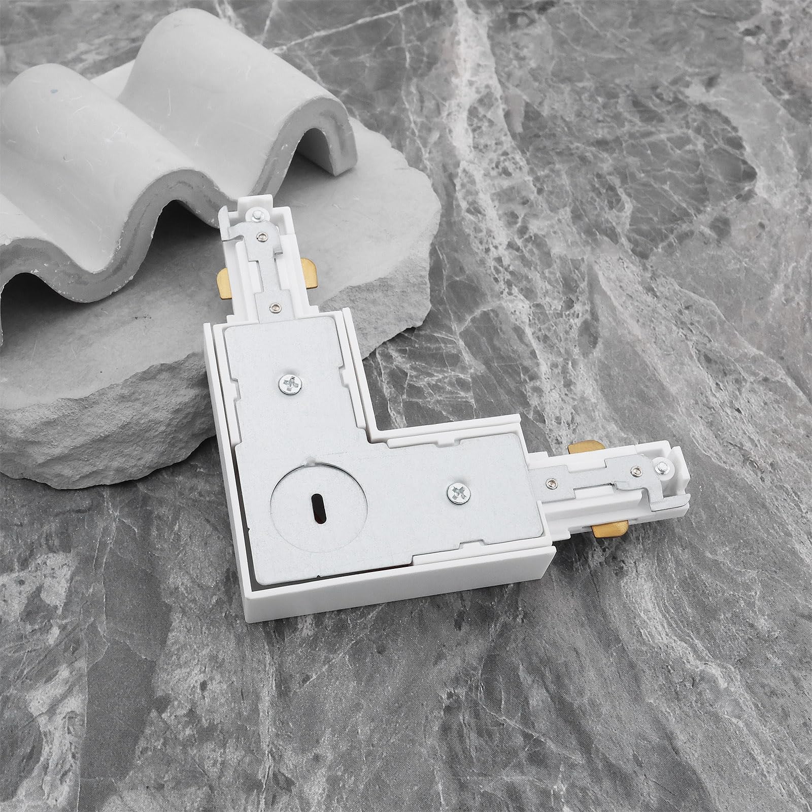1 Pièce Connecteur d'éclairage Sur Rail en H en Forme de L à 3 Fils pour Accessoires d'éclairage Sur Rail à LED de Type H à Circuit Unique Blanc