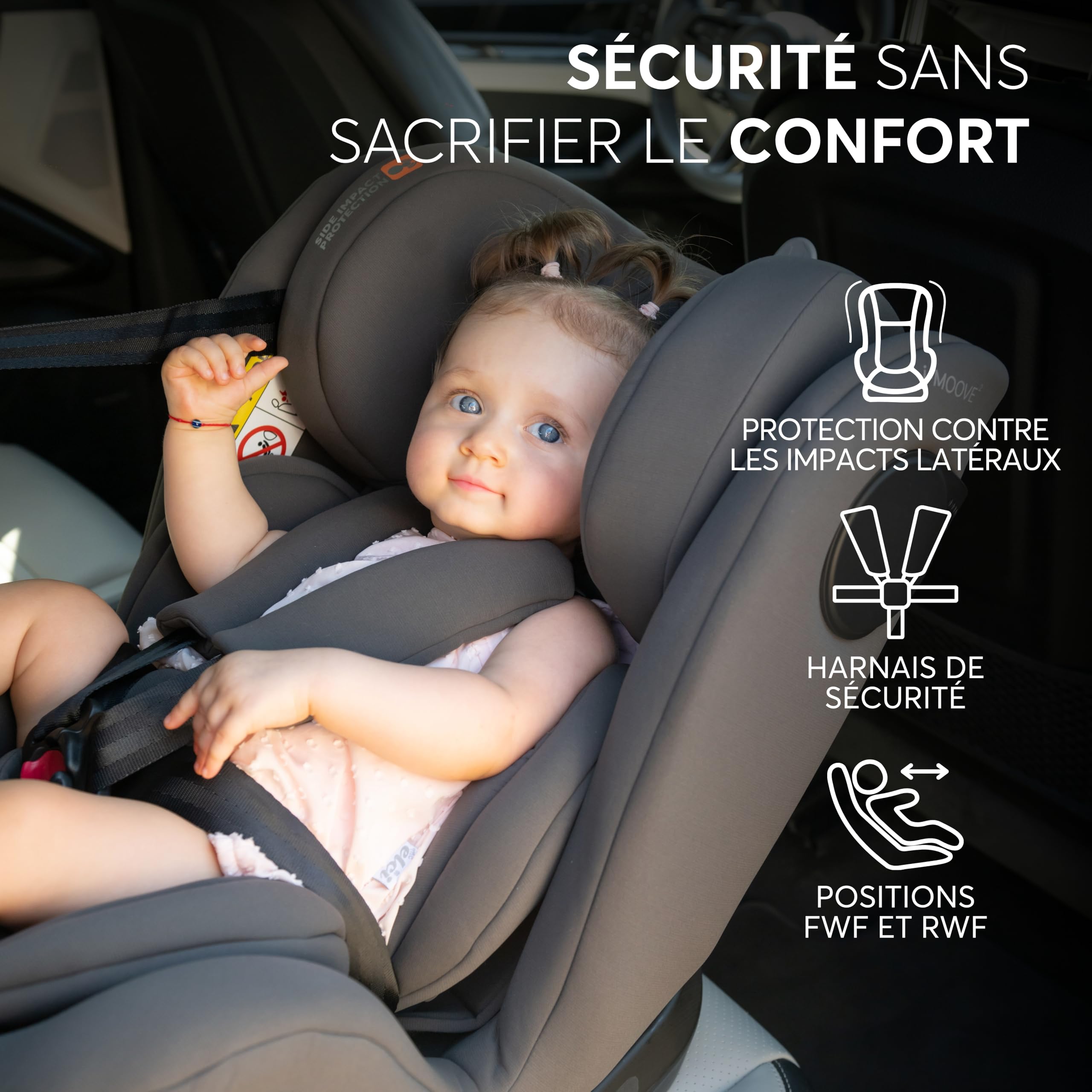 KikkaBoo Siège Auto Bébé 0 à 36 kg (40-150 cm) i-MOOVE 2, Rotation 360°, ISOFIX, i-Size, Dos & Face à la Route, Appuie-tête Réglable, Inclinable, Vert Armée