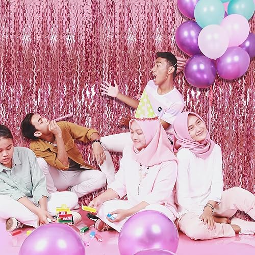 Vista 40 de Cortina cuadrada de oropel para fiesta, 5 cortinas de flecos de papel de aluminio con purpurina, decoración de fiesta, fondo negro para cabina