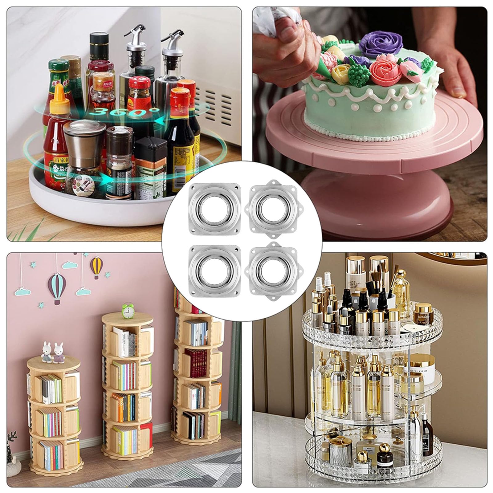 Plateau Tournant Rotatif Plateau Tournant Roulement à Billes 4 Pouces Alliage Aluminium Pour Table Tv 808249