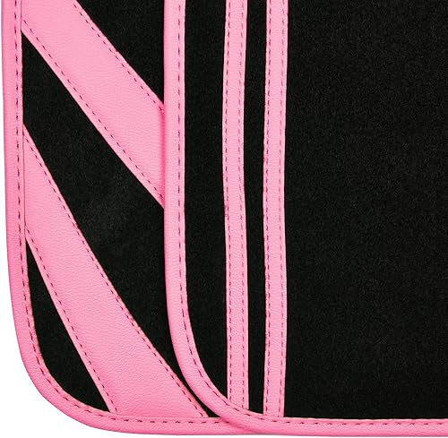 Miniatura 9 de CAR PASS Tapetes universales con borde de cuero rosa, línea de doble puntada y respaldo antideslizante, para mujeres y chicas lindas, sirven al 95 %