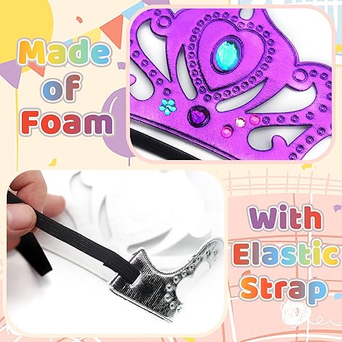 Miniatura 4 de Benvo 12 tiaras y coronas de espuma con calcomanías de diamantes para hacer tu propia princesa, reina, tiaras de príncipe rey, coronas de príncipe