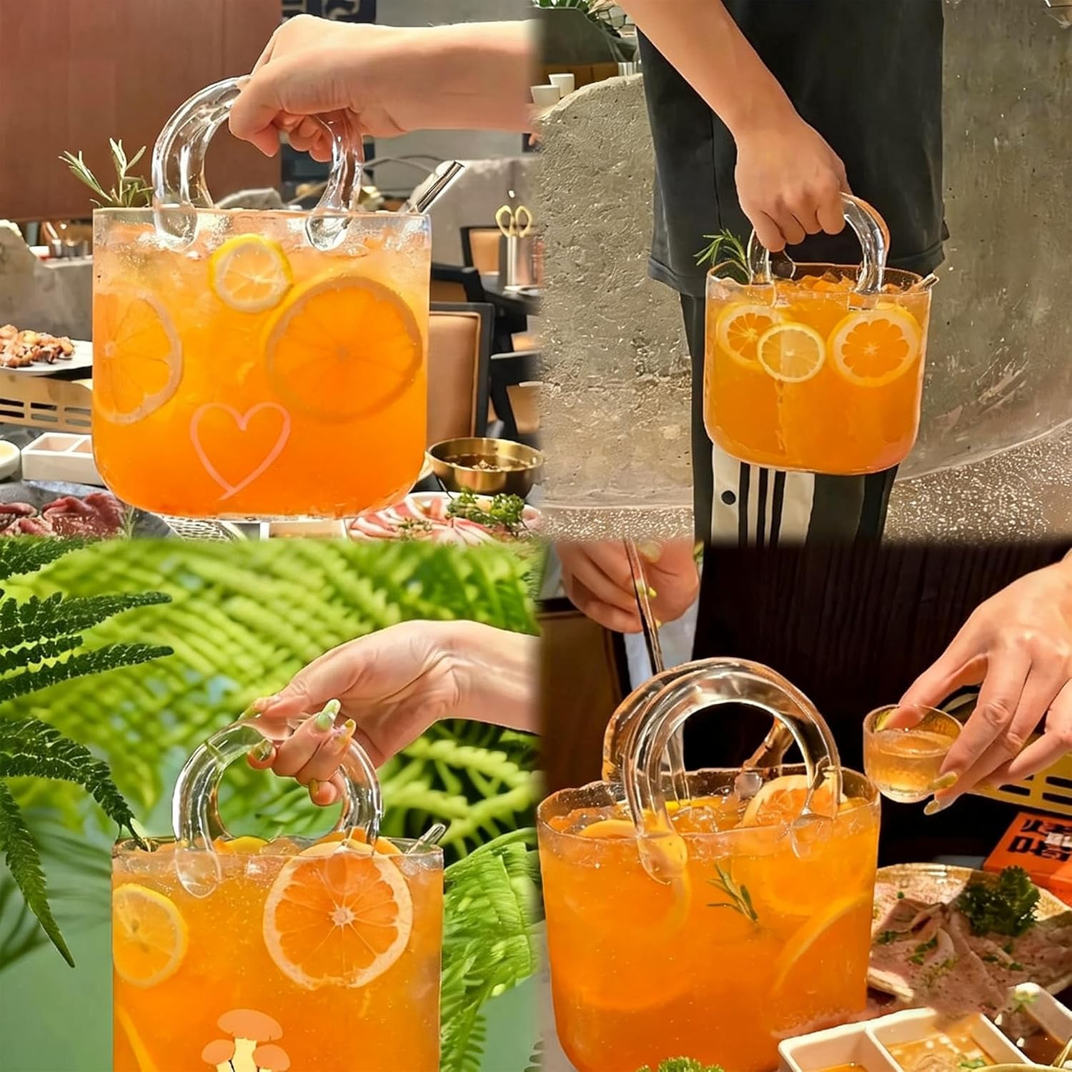 Glass Purse Drink Dispenser Set, 10 Pieces Handbag Shape Cocktail Glasses for Party Wedding Bar 2300ml/78oz