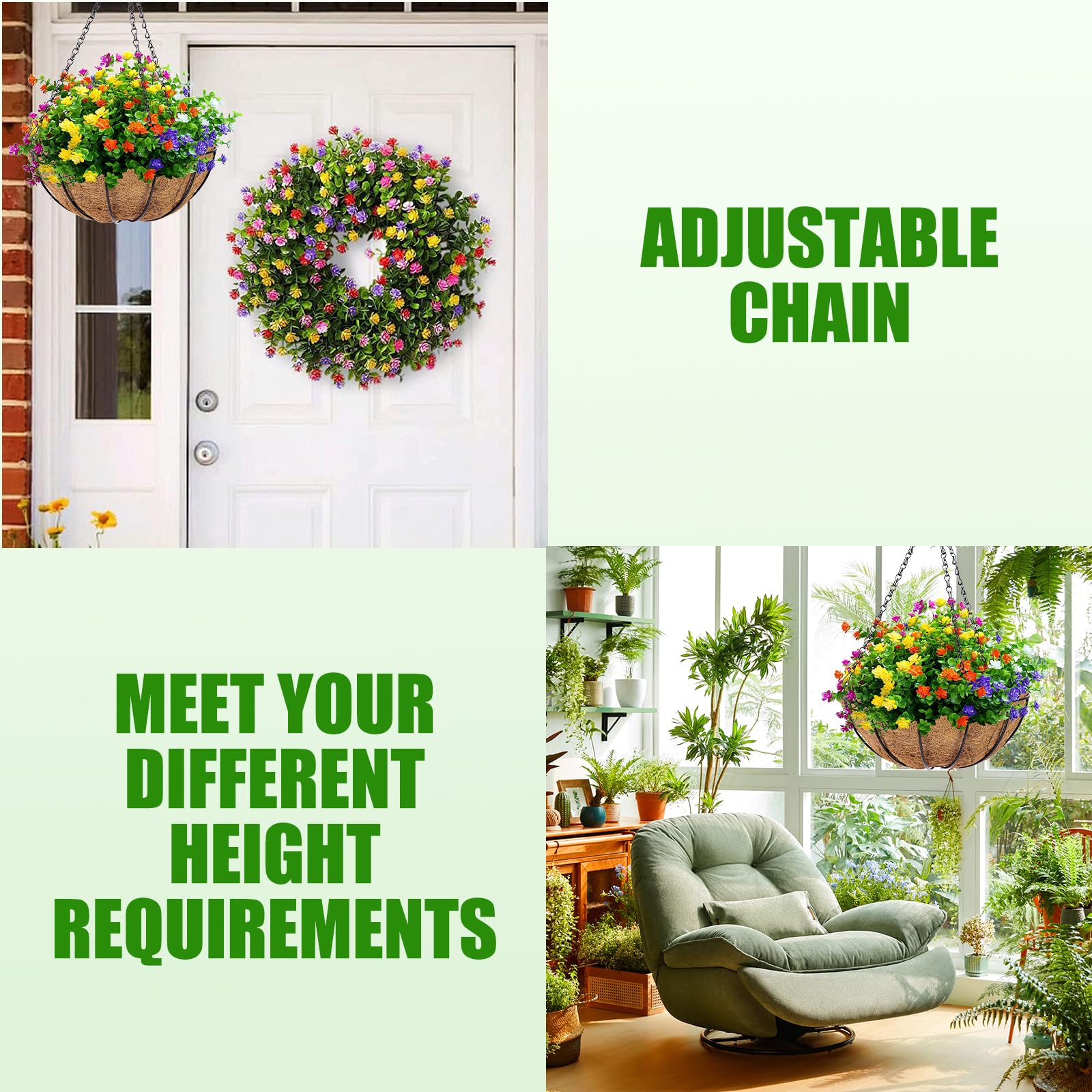 6pcs Hormores De Jardín Doble Gancho Cadena Colgando Para Flores Comederos De Pájaros Ajuste Del Techo Longitud
