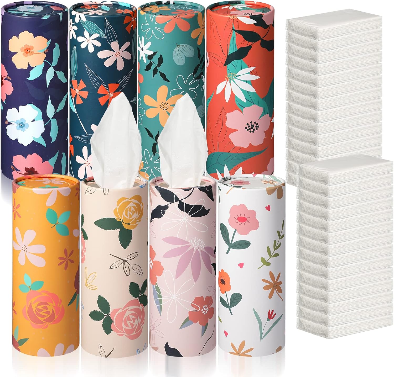 Tatuo 28 Packs Facial Tissues and 8 Pcs Car Tissue Holder