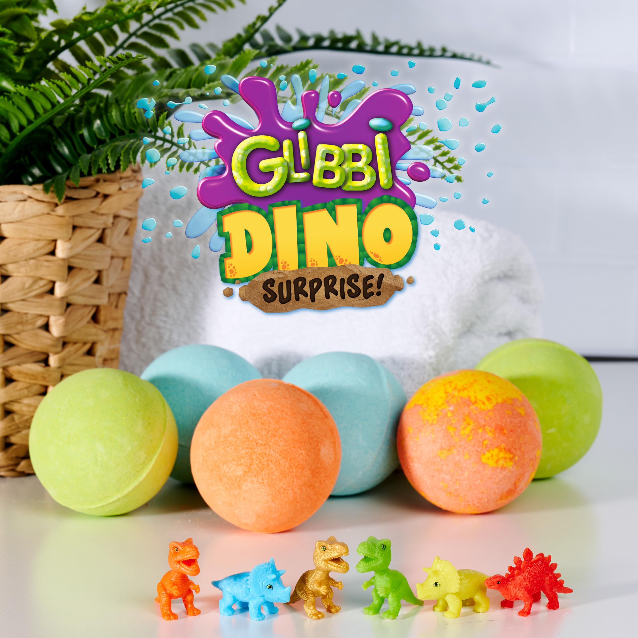 Glibbi Dino Surprise, kule do kąpieli, 6 sztuk w zestawie z losowym sortowaniem, zabawka do wanny od 3 lat