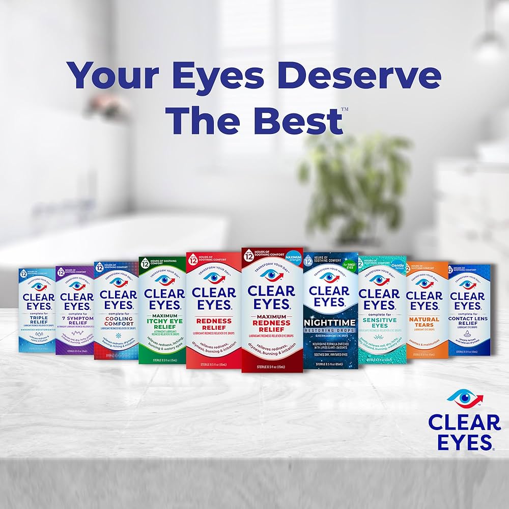 『EYE 770 CLEAR』 Clear Eyes 7 Symptom Relief Lubricant Eye Drops, 0.5 fl oz