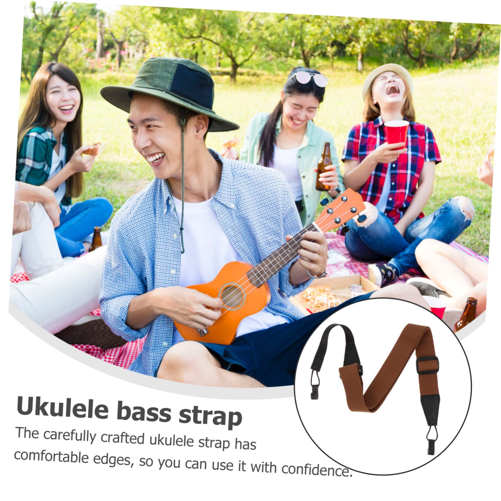 ibasenice 2stücke Verstellbarer Ukulele Gurt Aus Strapazierfähigem Atmungsaktivem Stoff Praktisches Zubehör Für Ukulele-spieler Ohne Bohren Kaffee