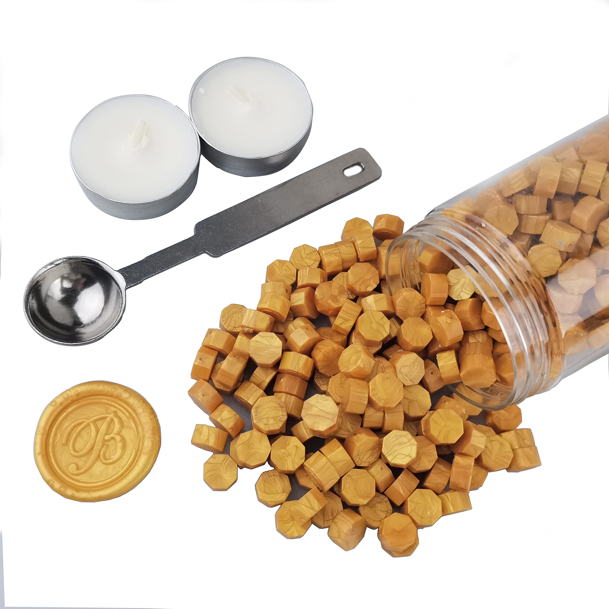 Sealing Wax Beads, AMTOL 300 Pcs Wax Sealing Beads with 2 Pcs White Candles and 1 Pcs Wax Melting Spoon