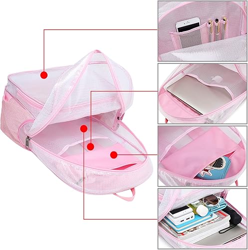 Miniatura 5 de MIRLEWAIY Mochila escolar transparente resistente al agua, mochila grande de PVC transparente, Malla azul., Mochilas de viaje