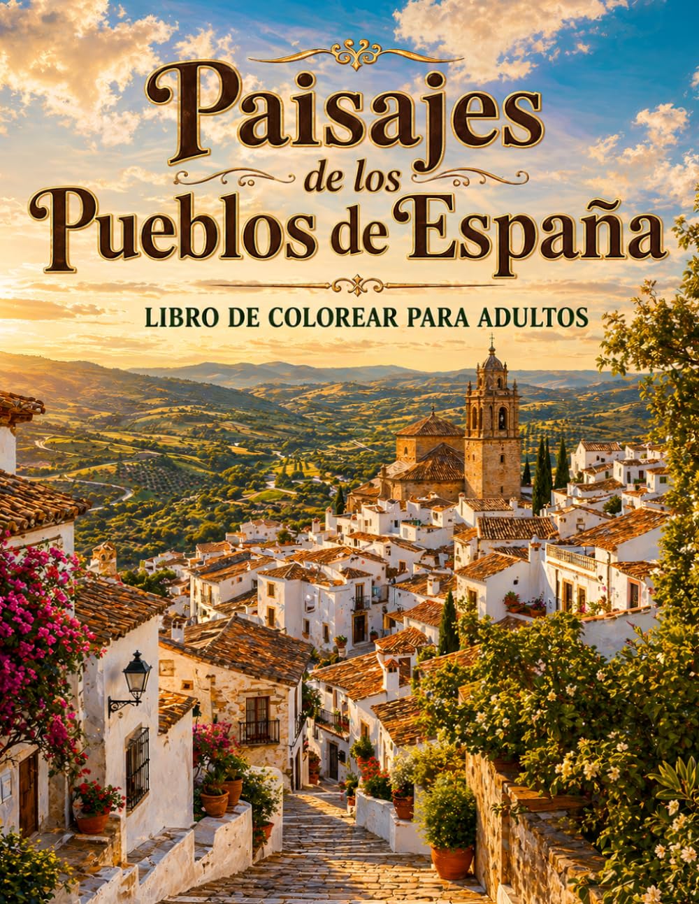 Paisajes de los Pueblos de España: libro para colorear paisajes relajantes