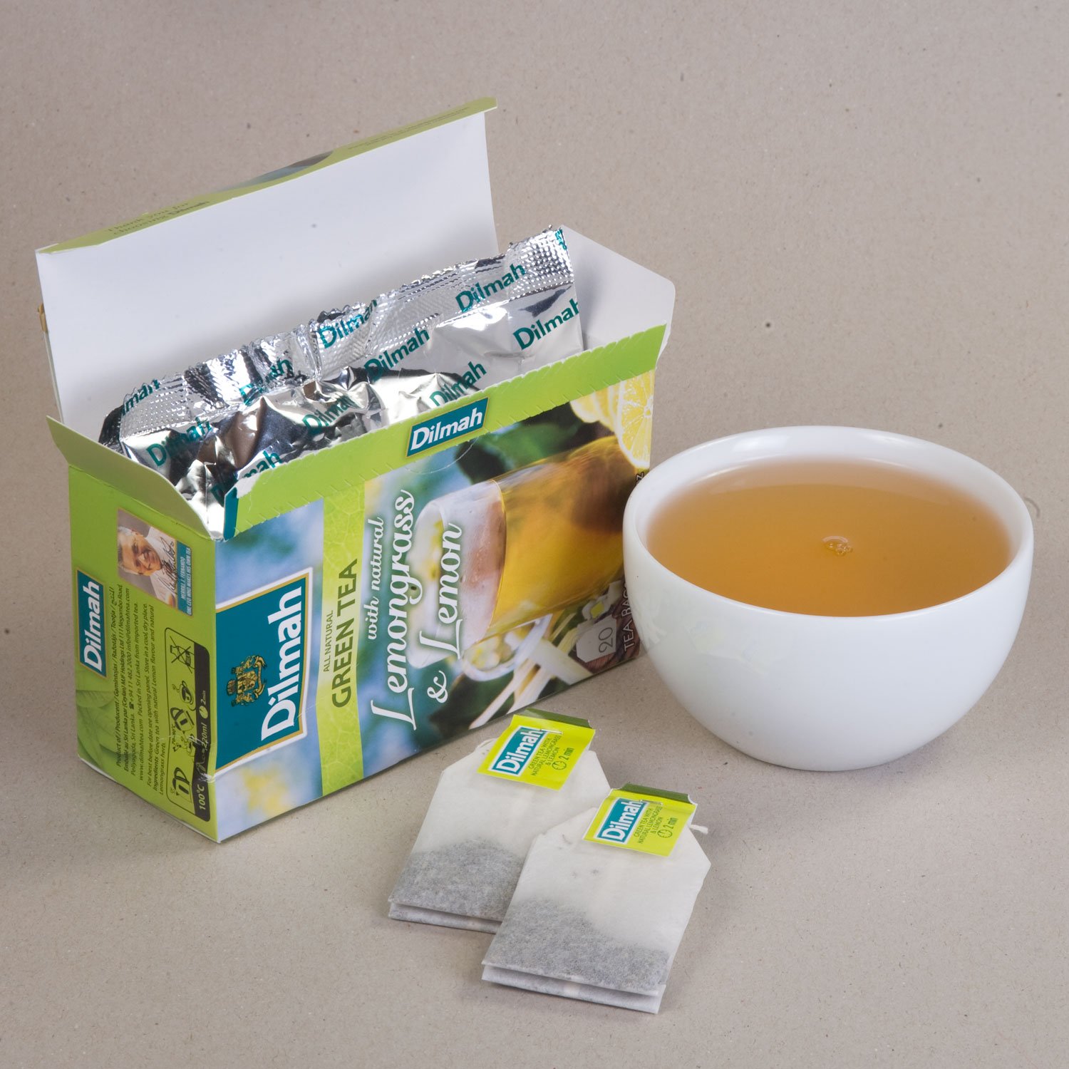 Dilmah Grüner Tee Grüner Tee mit Zitronengras / Zitronen Box strick und Etikett Beuteln 30 g (12er Pack, je 20 Beuteln)
