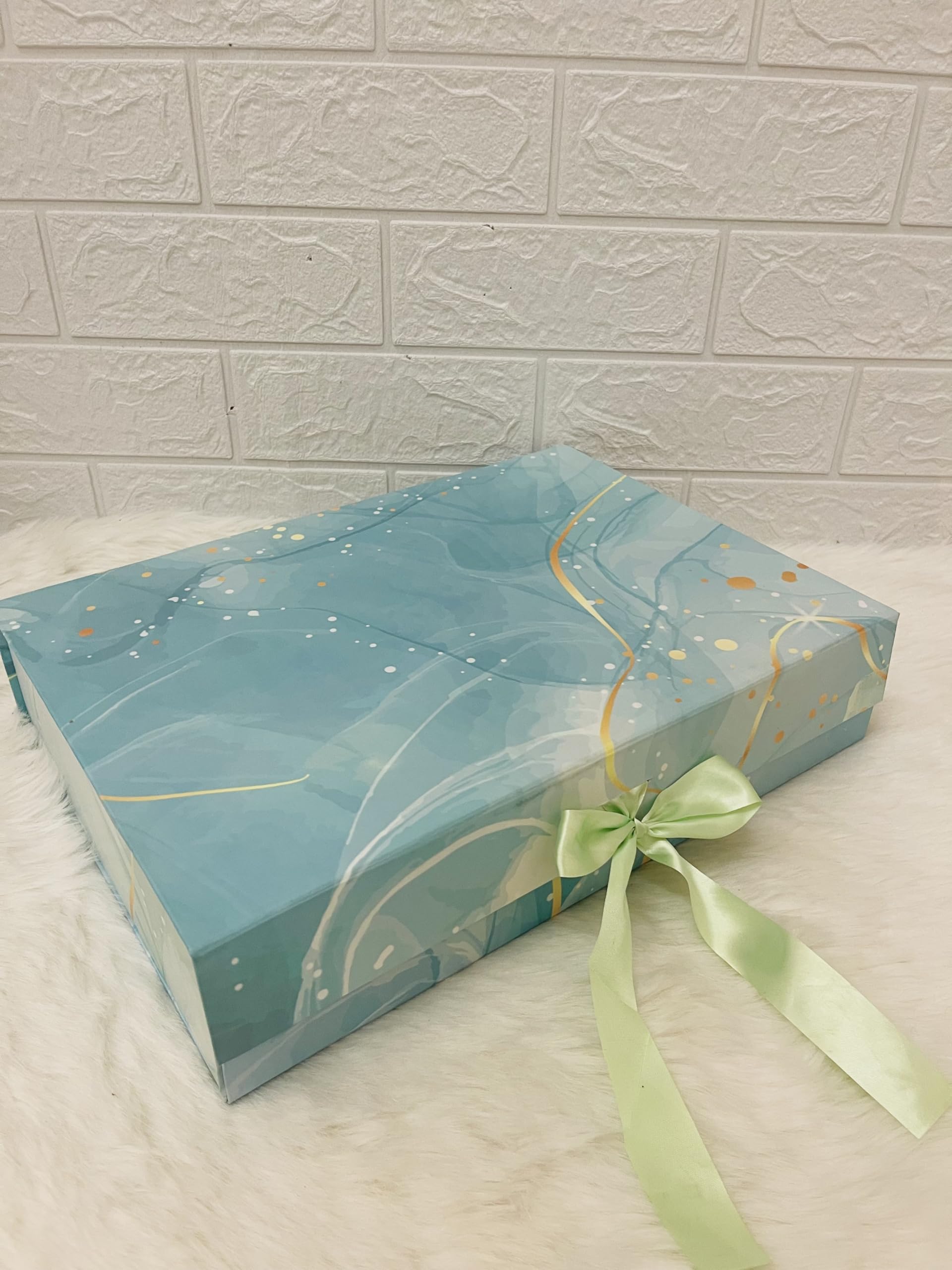 Zains Imports Printed Foldable Ribbon Box|Ribbon Gift Box|Paper Foldable Gift Box Cardboard Multipurpose Box|Chocolate, Hamper Packaging, Valentines Gift Box (14"X10"X3") (Blue,Pack of 1) (B0DCTQ5MKB) Amazon Price History, Amazon Price Tracker