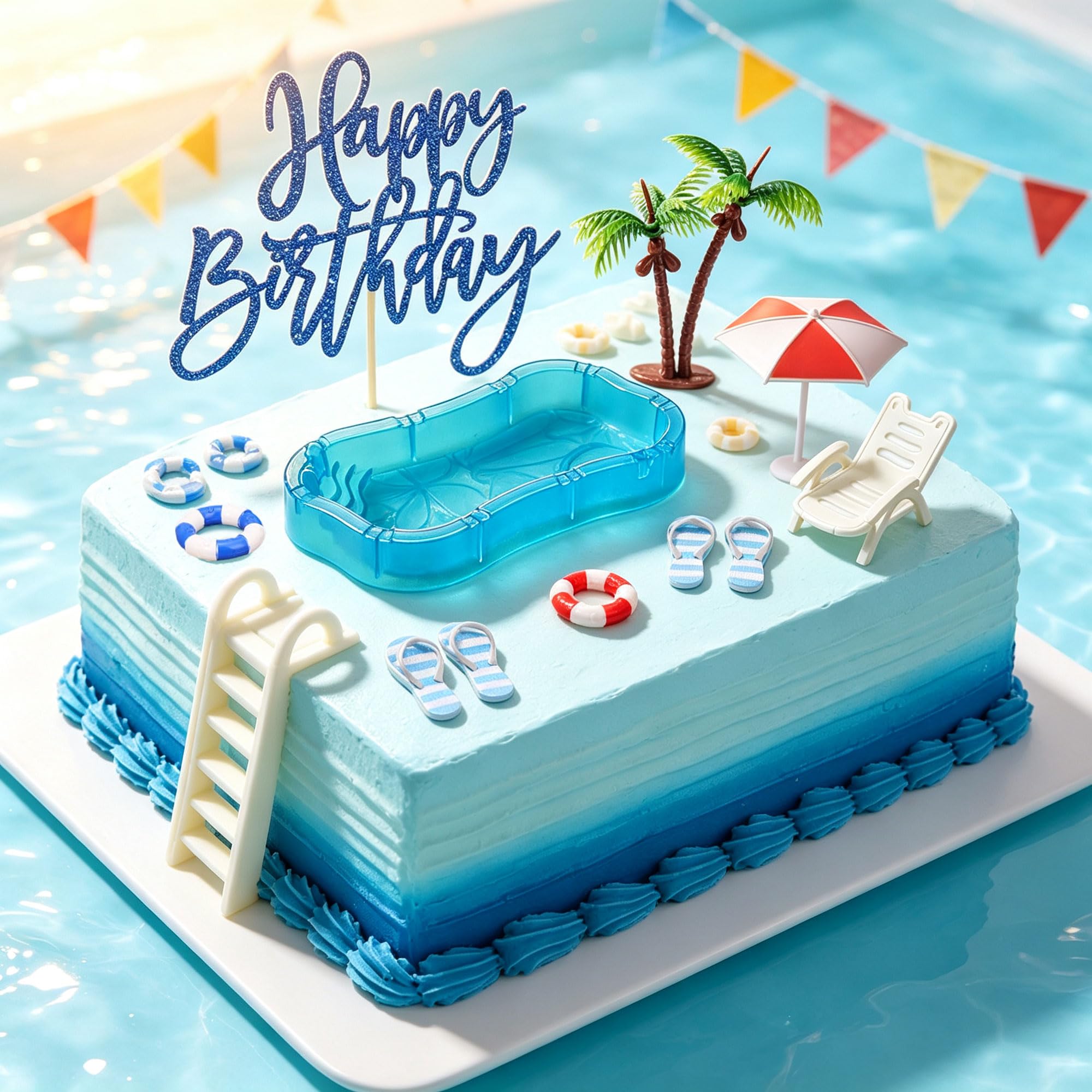Summer Beach Pool Party Birthday Cake Decoration Topper