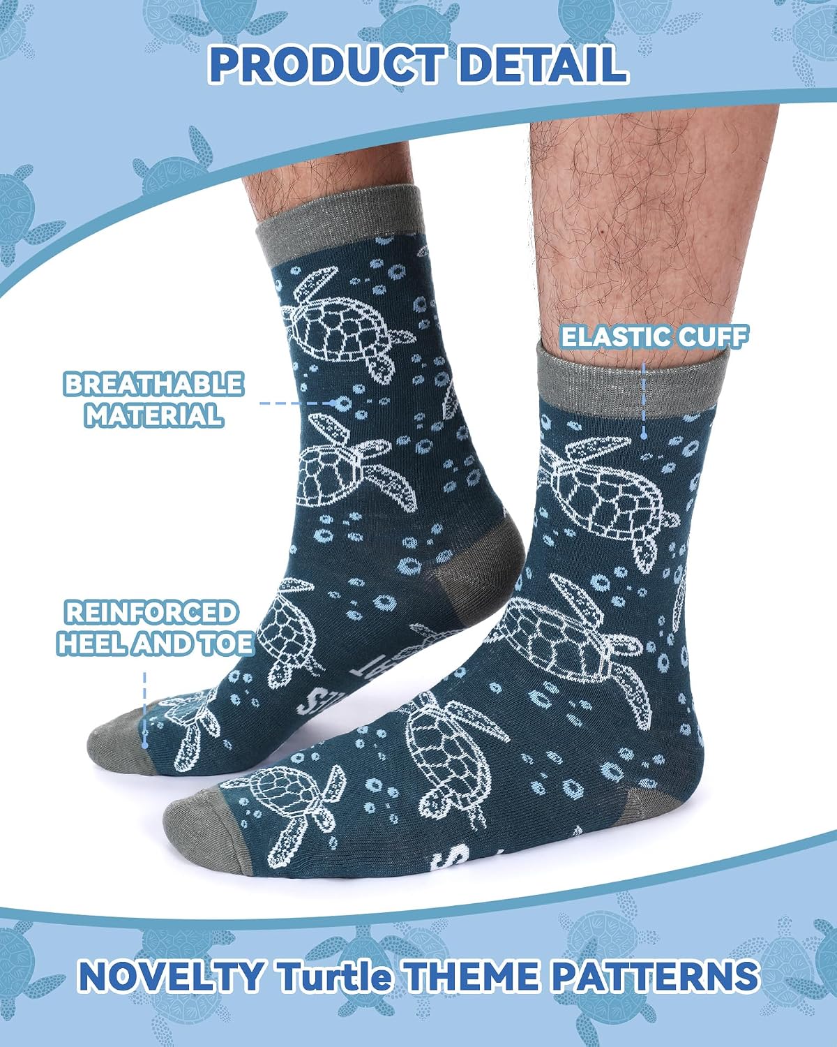 Skicuff 6 Pairs Novelty Ocean Animal Gifts for Father`s Day Men Funny Crew Socks Birthday Gift for Octopus Otter Turtle Lover