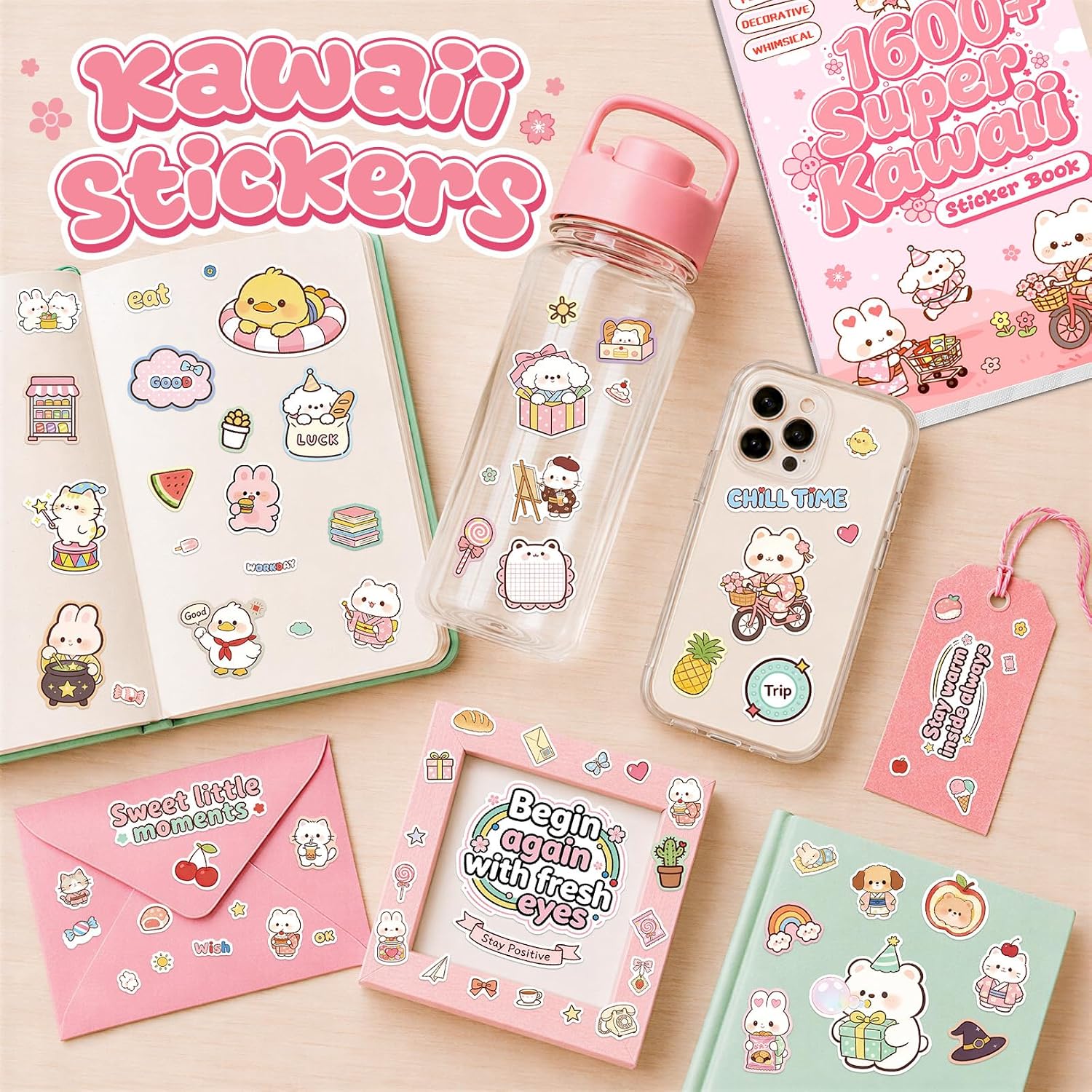 1600+ Cute Sticker Book,32 Sheets Cute Kawaii Japanese Style Stickers Book