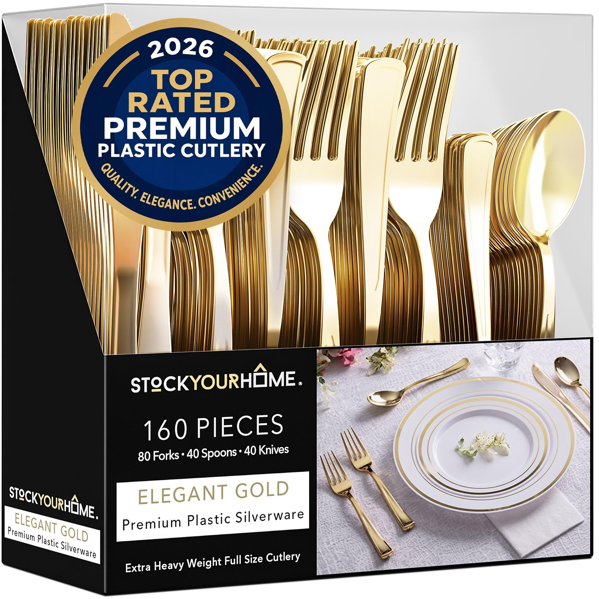 Disposable Silverware Set - 160 Forks, Knives, Spoons -17