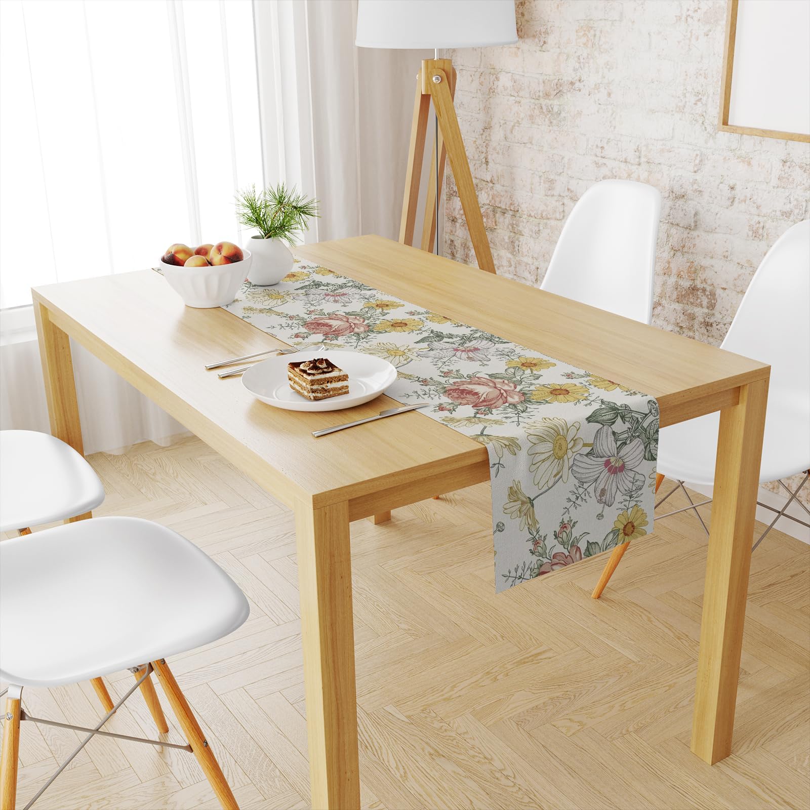 Snylcce 13x47 Inch Floral Table Runner, Wildflower & Daisy Design - Image 2
