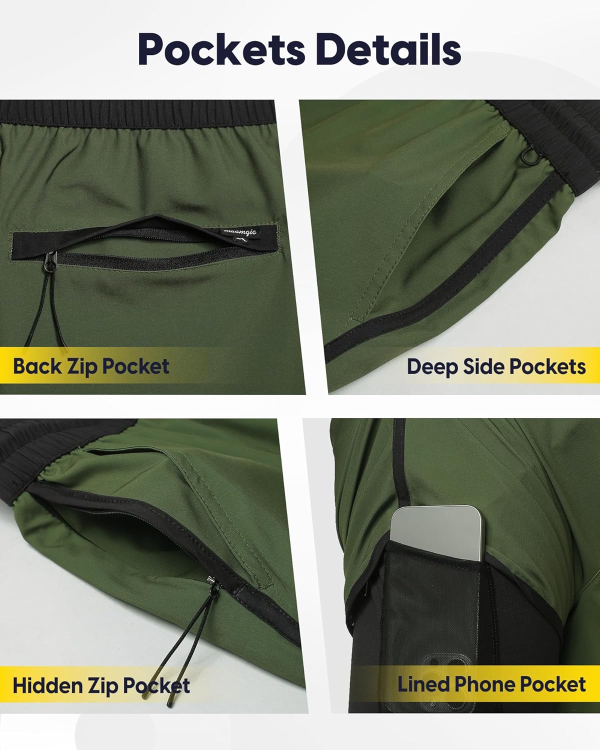 maamgic Workout Running Shorts for Men Retro 5 Inch Gym Shorts with Liner Quick Dry 2 in 1 Athletic Shorts - Image 3