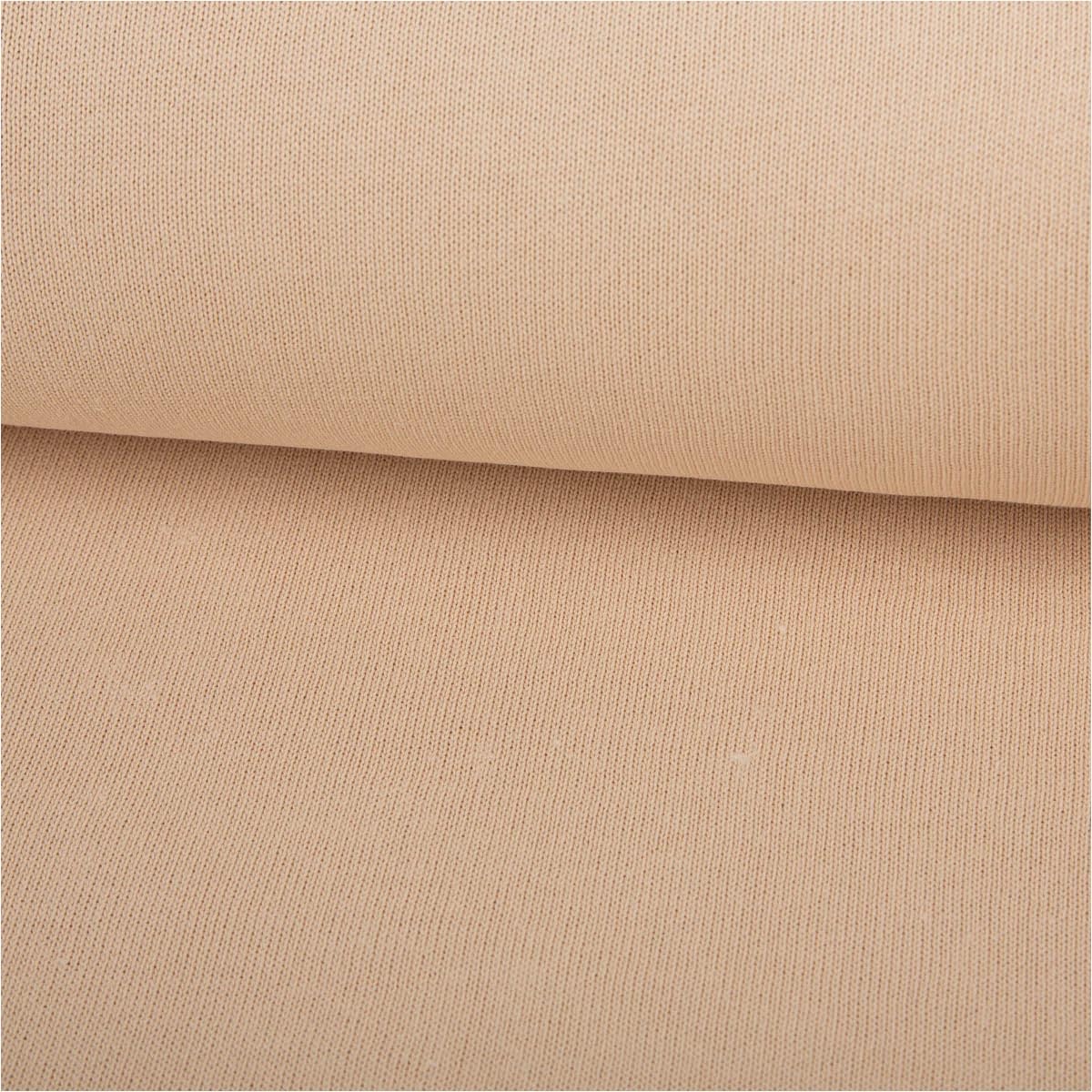 Knitted Fabric Made of 100% Cotton in Beige, 135 cm Width, Sold by the Metre, Ideal for Sewing and DIY (135 cm Width)