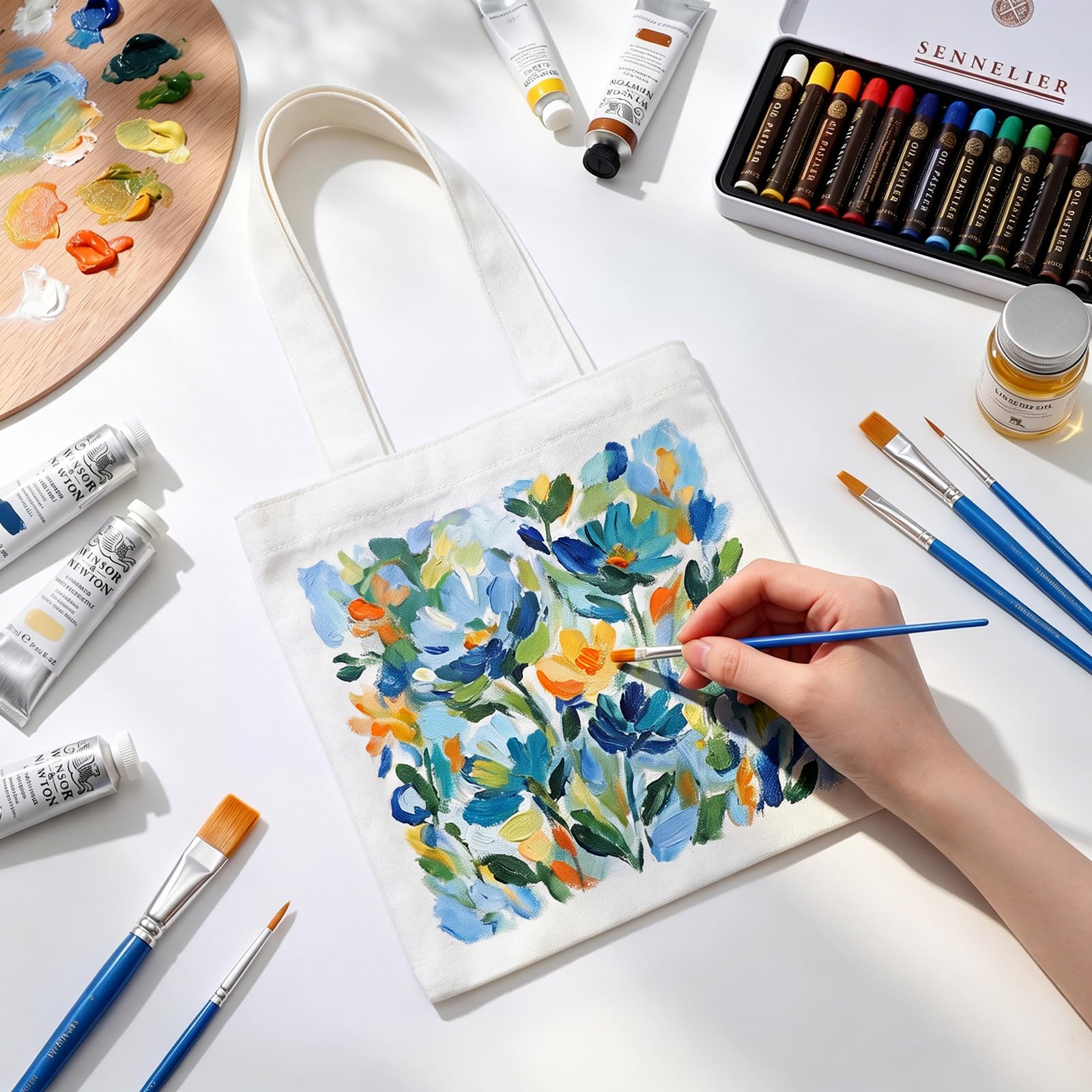 Hestya Mini Tragetasche aus Weißem Canvas Stoffbeutel aus Baumwolle mit Henkel Wiederverwendbar mit Graffiti Print Stofftasche für DIY Werbung Geschenk Medikamente Bemalen Bedrucken Jutebeutel