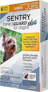 Sentry Fiproguard Plus for Dogs, Flea and Tick Prevention for Dogs (5-22 Pounds), Includes 6 Month Supply of Topical Flea Treatments