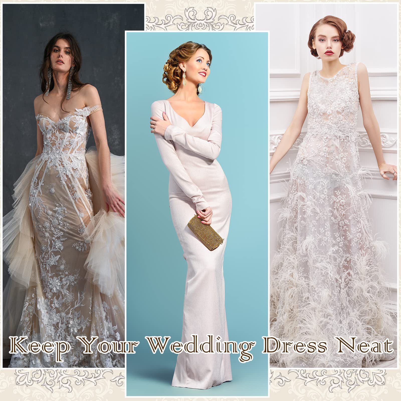 Kleidersack für Hochzeitskleid, atmungsaktiv, zum Aufhängen, 183 cm, staubabweisend, extra groß, für Kleider, lange Brautkleidung, Abendanzug, Mäntel, Aufbewahrung, Reisen, 4 Stück