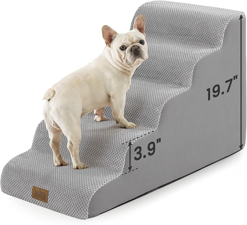 Escada para Cães COZY KISS com 5 Degraus, Espuma de Alta Densidade para Camas e Sofás