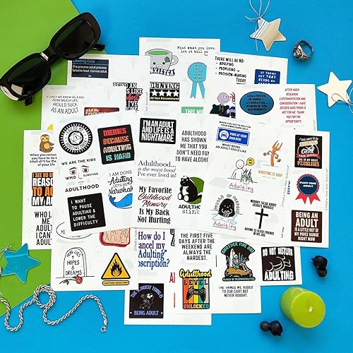 Miniatura 5 de BulbaCraft 100 calcomanías divertidas para adultos, adultos es duro, calcomanías divertidas para adultos, calcomanías de recompensa para adultos,