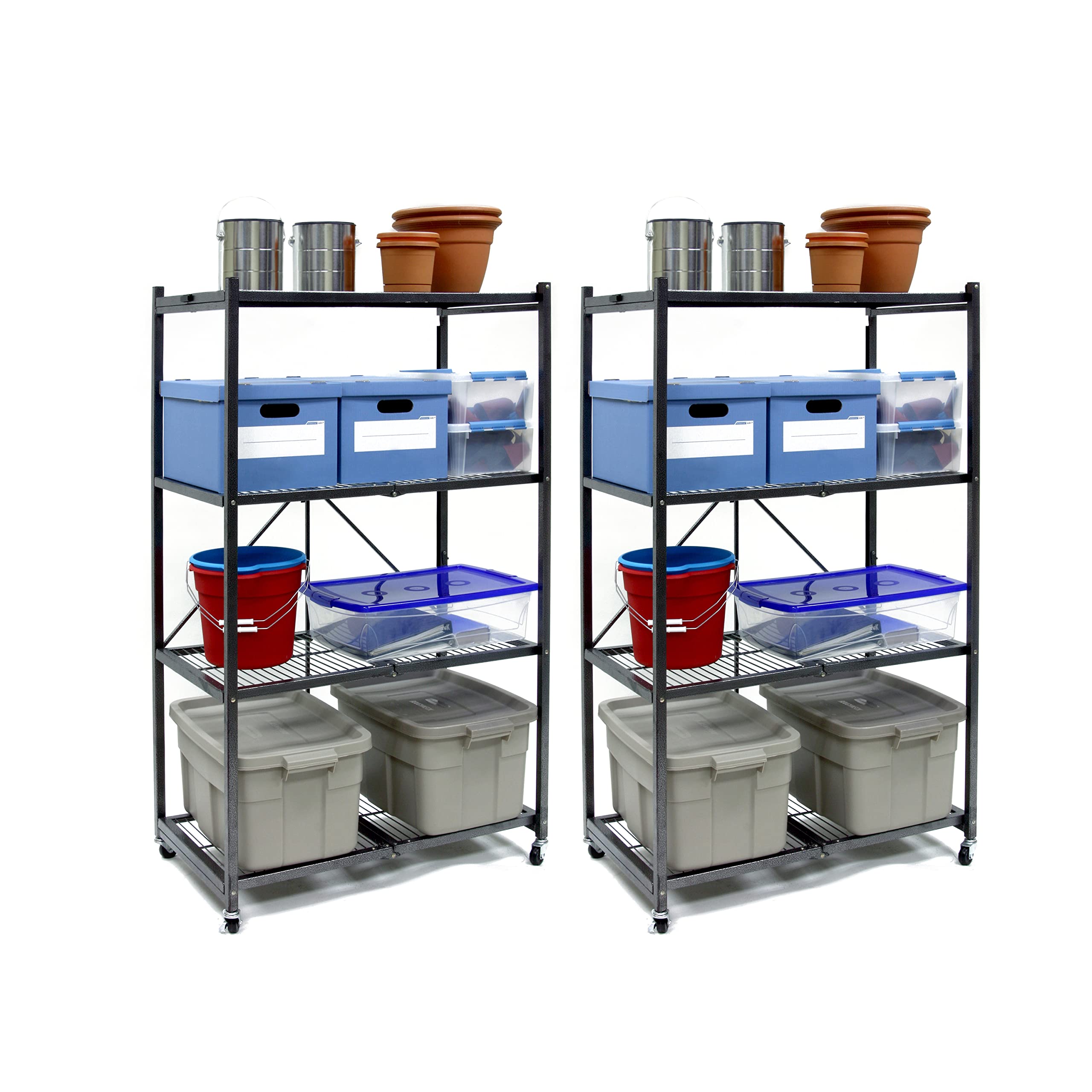 Origami 4-Shelf Foldable Storage Shelves 2pk