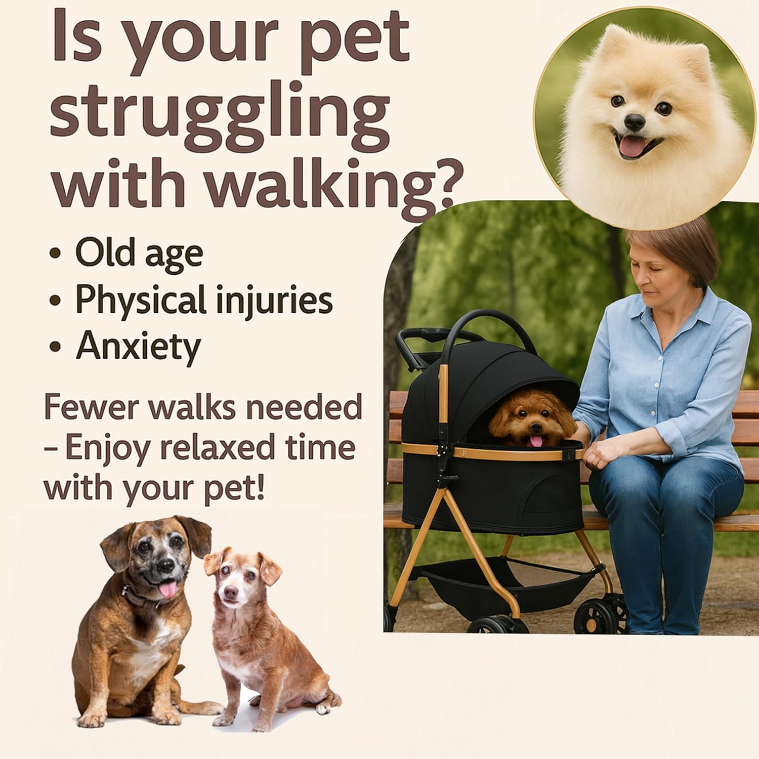 Explore Freedom: The Multifunctional Pet Stroller for Small & Medium Pets!