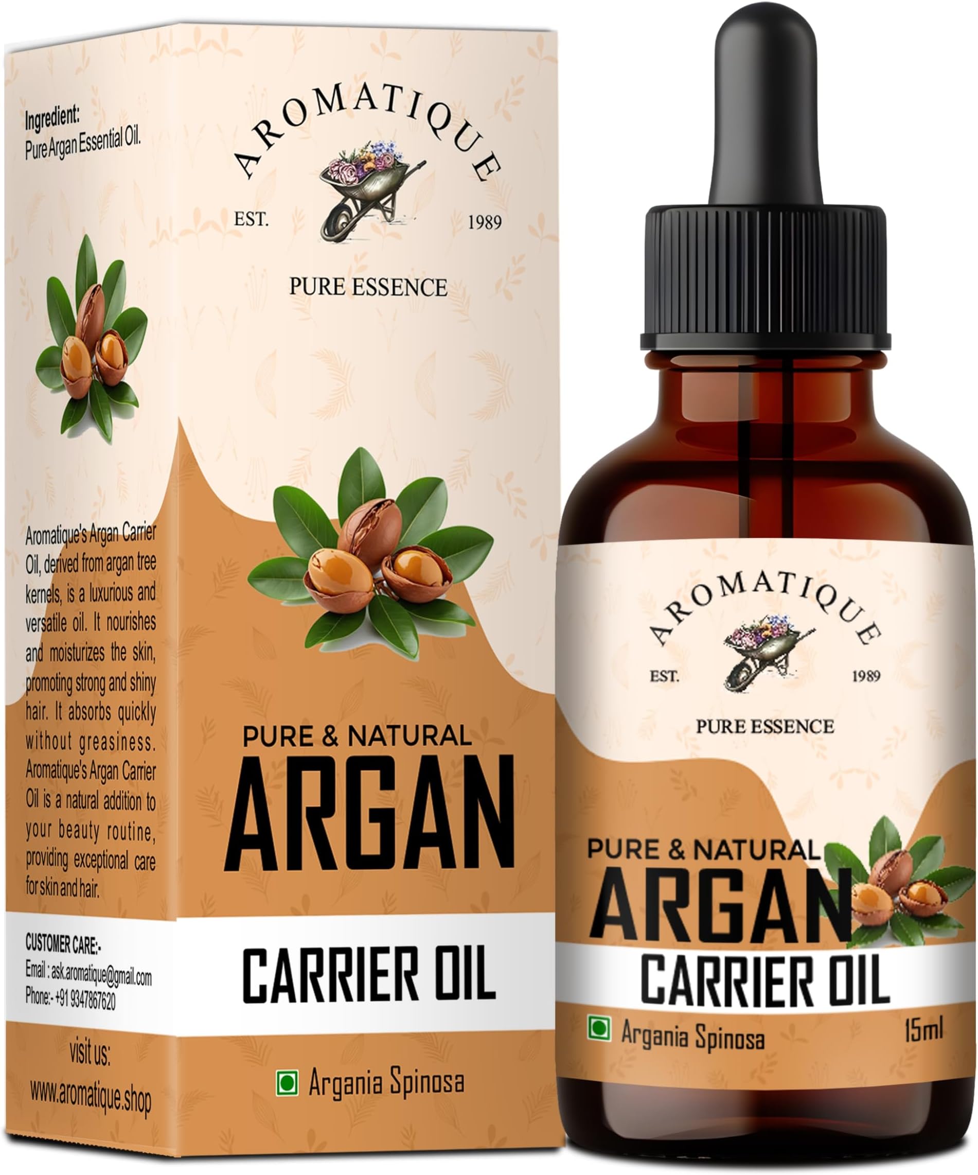 Moroccan Argan Hair Oil 15ml | Cold Pressed Multi-Purpose Elixir for Hair & Skin | Helps Reduce Frizz & Adds Shine | Lightweight Nourishing Care | SLS & Paraben Free