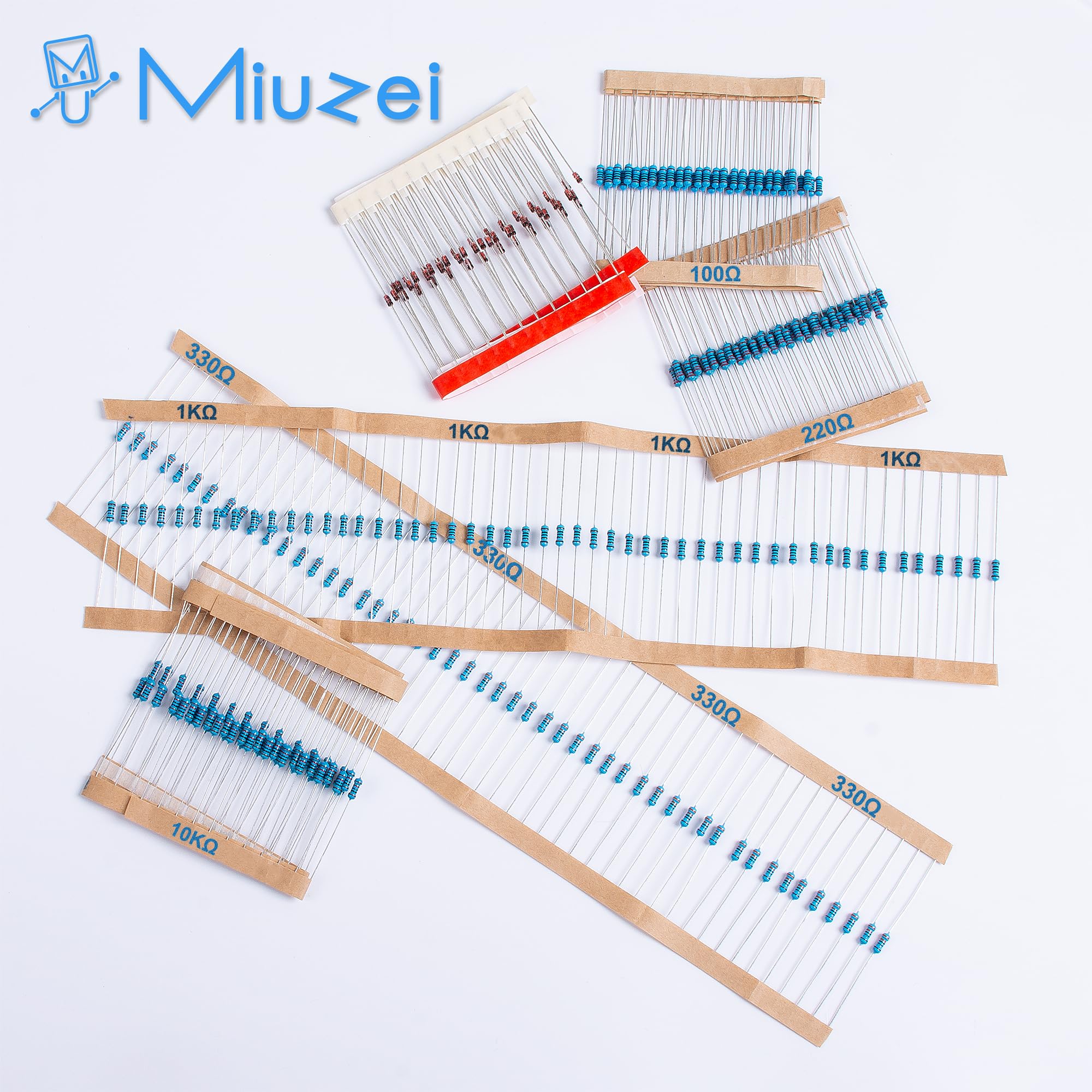 Miuzei 1475 Piezas Surtido de Resistencias Electronica Kit 1/4W ±1% 0 Ohm a 5.6M Ohm alta precisión