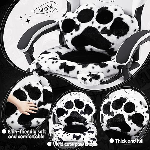 Miniatura 3 de Silla Gaming Bonita con Orejas de Gato, Soporte Lumbar en Forma de Pata y Cojín, Silla Ergonómica para Computadora con Reposapiés, Silla Gaming