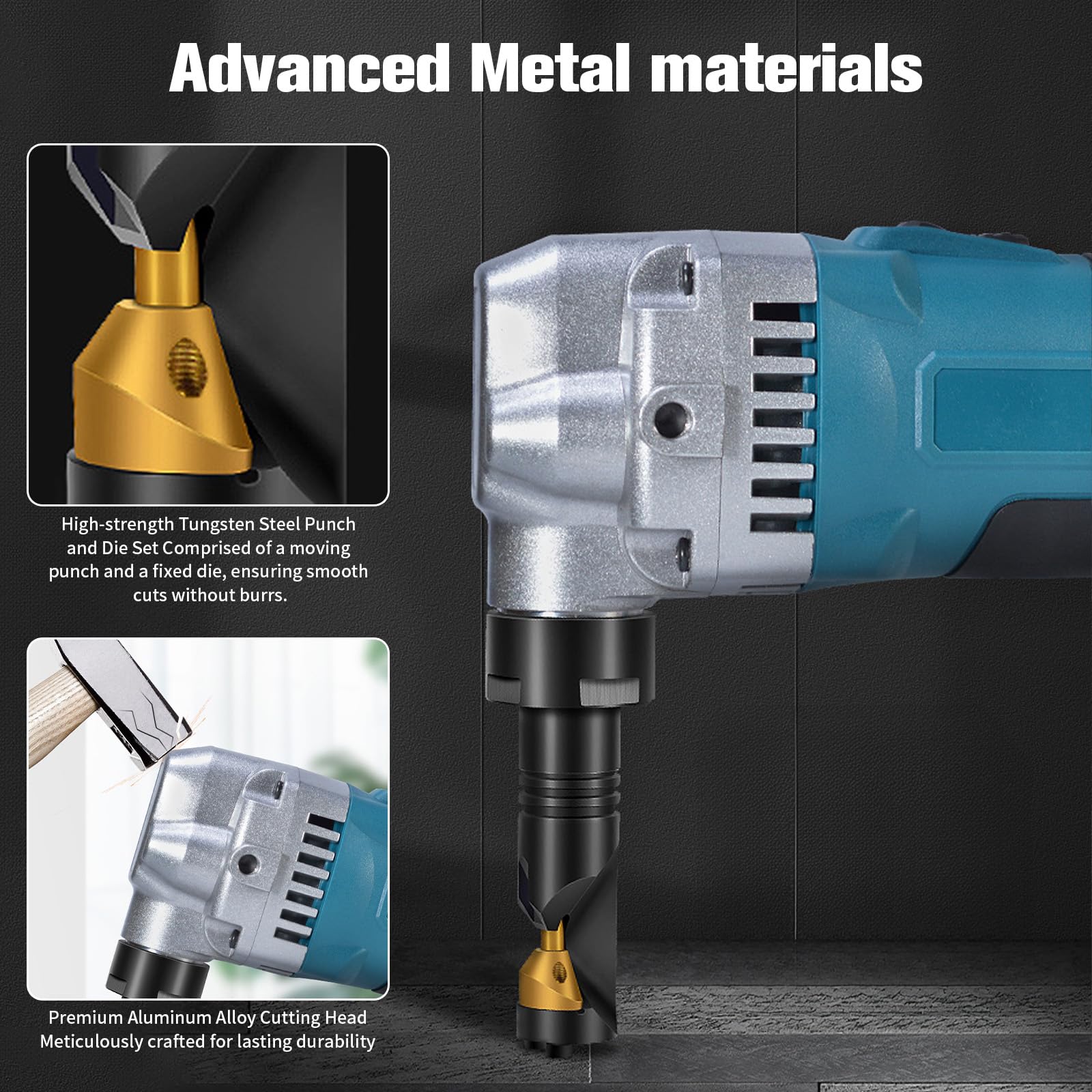 Blechknabber Kompatibel mit Makita 18V – Kabellose Blechnibbler mit 360° Drehbarem Knabberkopf und Einstellbaren 3 Geschwindigkeiten, Ausgestattet mit Bürstenlosem Motor für Edelstahl und Aluminium