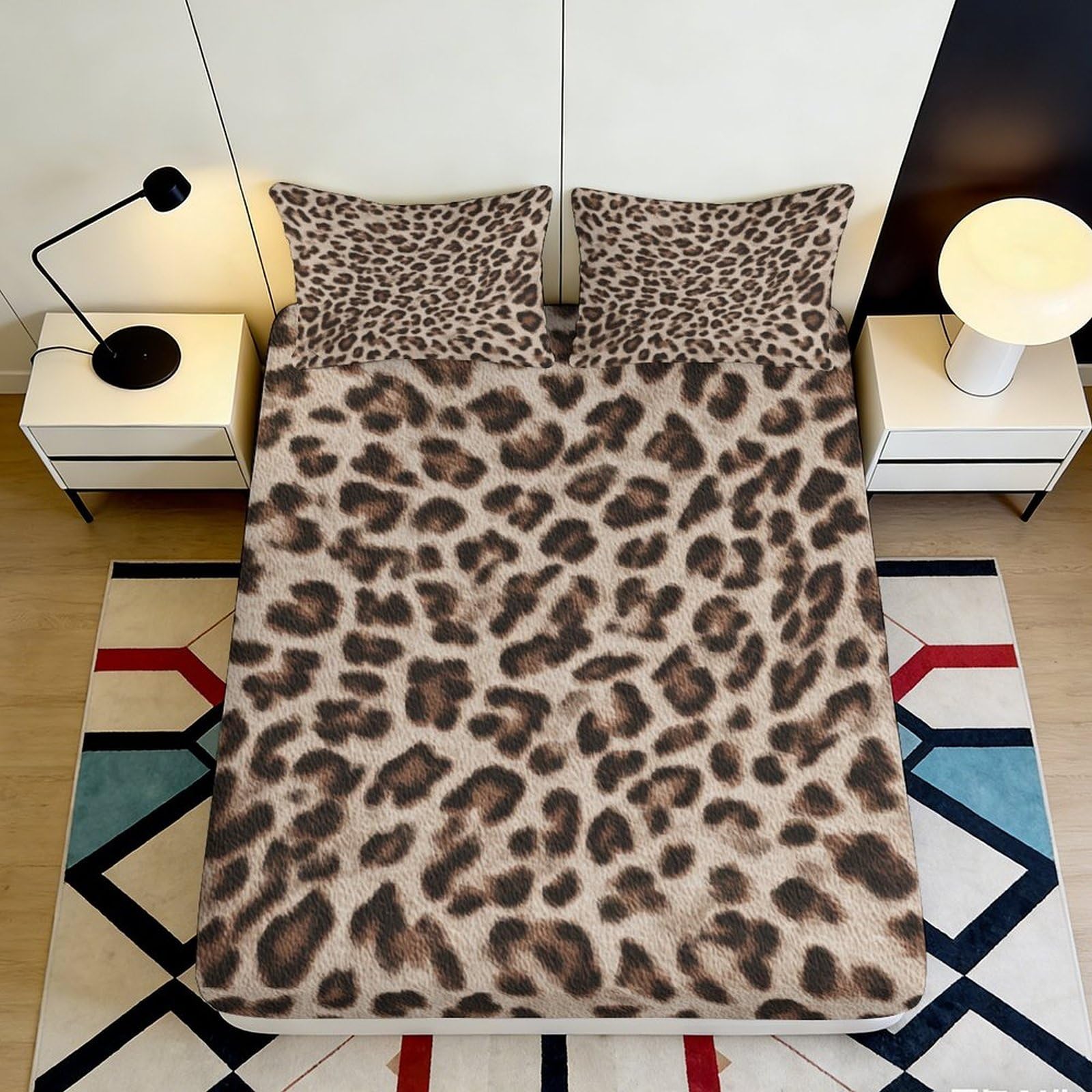 Pnayamiorkfel Style-7 3D Printed Leopard Pattern Fitted Sheet Microfiber Soft Animal Skin Mattress Cover For Bedroom Dorm Decoration 90X200x25cm