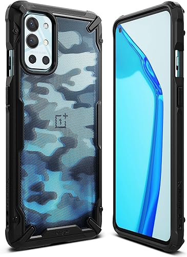 Ringke Fusion-X compatible con OnePlus 9R, protección de esquina militar resistente con parte trasera de PC transparente, color negro