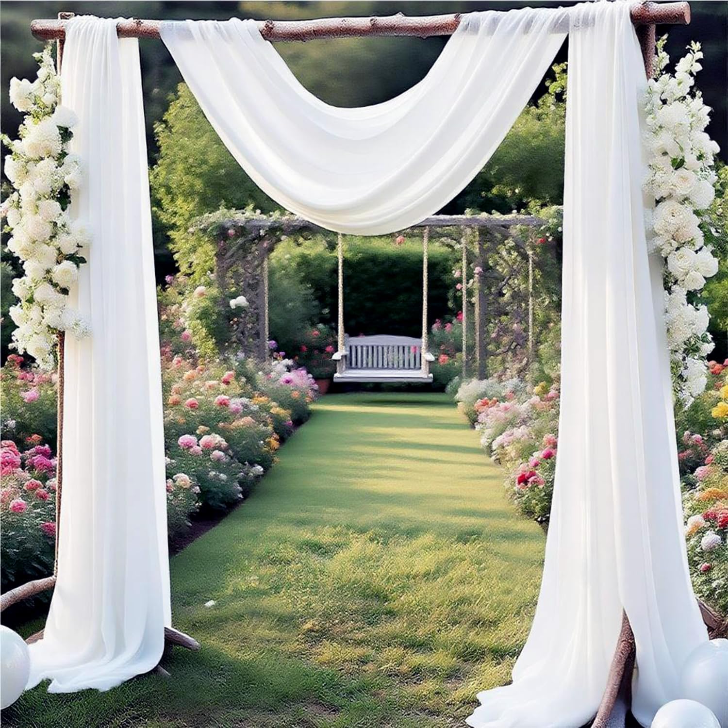 Tela blanca para drapear arcos de boda, 29 x 20 pies, gasa transparente para cenadores de boda, ceremonias de compromiso, fiestas, despedidas de soltera, decoración, tela blanca, 1 panel